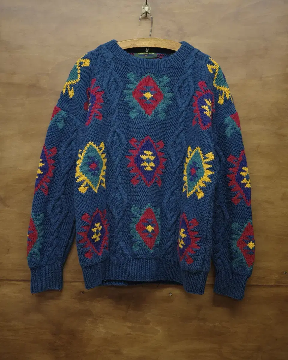 90s Vintage Aztec Pattern Cotton Knit